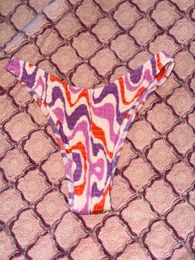 Volafa high cut textured smocked bikini bottoms Small S